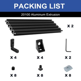 Seekliny 2Pack 20100 T Slot Aluminum Extrusion 300mm Black Extruded Aluminum Profile 20x100 T-Slotted Framing European Standard Anodized Linear Rail for 3D Printer Accessories Parts