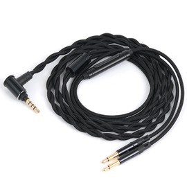 FAAEAL HE4XX Audio Cable for Hifiman HE400SE,HE400i(New Edition),Meze 99 Classics,Denon AH-D9200 Headphones,Dual 3.5mm(1/8”) in-line Mic Control Headphone Cord Works on iOS/Android(3.5mm w/mic)