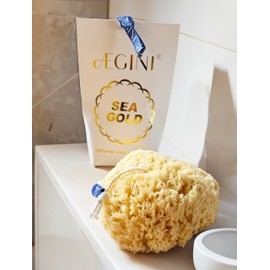 Aegini® Sea Gold XL Natural Sea Sponge, String Attachment, Premium Quality, Unbleached, Soft & Absorbent