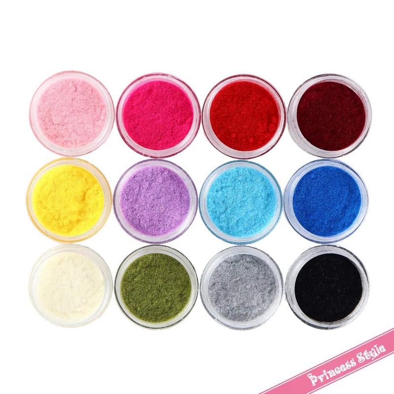 Princess-style フロッキーパウダー アクリルコンテナ入り ネイル レジン こぼれ出し防止仕様 12個/セット