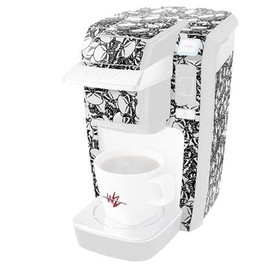 WraptorSkinz Decal Style Vinyl Skin compatible for Keurig K10 / K15 Mini Plus Coffee Makers Scattered Skulls White (COFFEE MAKER NOT INCLUDED)