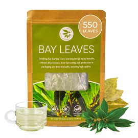 Bay Leaves Tea - 550 Dried Whole Leaves, 4.06 oz, Hojas de Laurel, 100% Natural Sun Dried, Caffeine-Free Herbal Tea, For Brewing or Cooking, Immune & Wellness Support