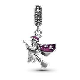 GNOCE Witch Pendant Charm Sterling Silver Dangle Charm Fit Bracelet/Necklace For Women Wife