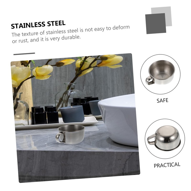 WOONEKY Stainless Steel Shaving Soap Bowl Handle Large Capacity Anti-Slip