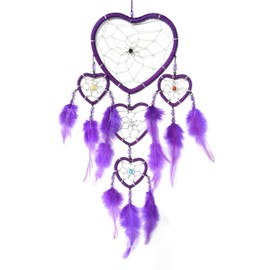Purple heart dream catcher for girls, lovely wall or ceiling decoration for a Bedroom