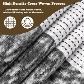 Seenus Farmhouse Heavyweight Shower Curtain with Tassels, 350GSM Soft Cotton Linen Fabric Shower Curtain Boho Chic, 72 x 72 Inch Black and White Striped Vintage Bathroom Curtain Water-Repellent