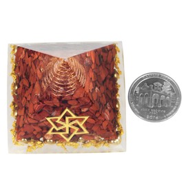 Nupuyai Red Jasper Chakra Healing Crystal Pyramid for Protection, Copper Star of David Reiki Energy Figurine for Meditation Stress Relief