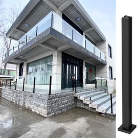 Tagifet Black Glass Railing Post,304 Stainless Steel Glass Railing Post: Sturdy and Durable, Suitable for Balustrade,Stairs, Deck,Balcony and Pool (Mid Post, 43.3 inch / 110 cm)