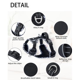 Petank Dog Harness Small Sized Dog, Puppy Harness Small Size Dog for Dog Training Walking, No Pull Dog Harness for Small Dogs, XS Dog Harness (Black, XS)