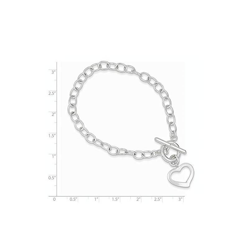 925 Sterling Silver Open Link Heart Bracelet