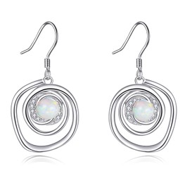CRMAD Opal Dangle Earrings 925 Sterling Silver Opal Leverback Earrings For Women Birthday Gifts