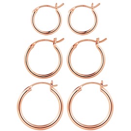 M MOOHAM - arete de aro de oro para mujer, de oro real de 14 quilates, hipoalergénicos, aros ligeros, pequeños, de oro, de 13 a 60 mm, Metal, No es una piedra preciosa