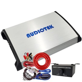 Audiotek AT7000M 1 Channel Monoblock Class D Car Amplifier - 7000 Watts, 1 Ohm Stable, LED Indicator, Bass Knob Included, Mosfet Power Supply, Great for Subwoofers with 0 Ga Amp Kit Red Bundle