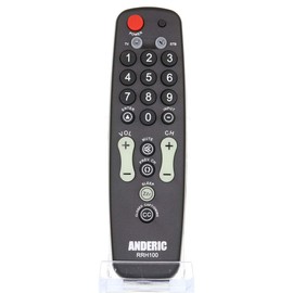 [10 Pack] Anderic Hospitality Universal TV Remote Control - 1-Device or 2-Device Modes - TV Only - Great for Seniors, Hospitality, Hotels, Motels, Resorts - Jumbo Keys RRH100