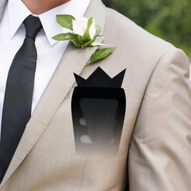 LHXzizizi Handkerchiefs for Men, Mens Handkerchiefs with Pocket Square Holder for Suit Tuxedo Wedding Party Prom Business (Black)
