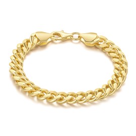 KYAYE 14K Gold Bracelets for Men Charm Cuban Link for Mens Chunky Gold Bracelet Bold Chain Non Tarnish Fashion Jewelry 6.5'' 7'' 7.5'' 8'' 8.5''