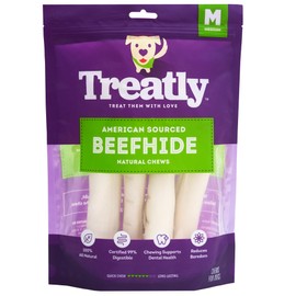Treatly American Sourced Beefhide Rolls 6-7" Dog Chew Treats - Natural Flavor, 4 Count/1 Pack