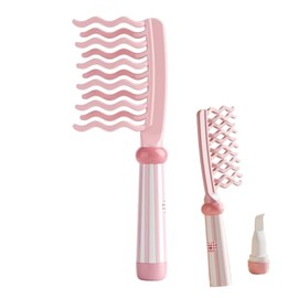 Peine de dientes anchos para rizos, peine desenredante con diente ondulado de doble fila y mango ergonómico para cabello largo, grueso, seco y húmedo 