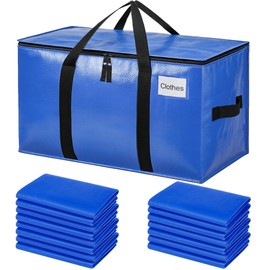 BAGAIL Heavy Duty Moving Bags with Strong Handle, Extra Large Moving Boxes, Storage Tote for Clothes, College Moving Supplies(Blue, 16 Pack)