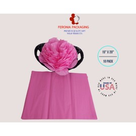 Feronia packaging Fuchsia Pink Tissue Paper Squares, Bulk 10 Sheets, Premium Gift Wrap and Art Supplies for Birthdays, Holidays, or Presents, Large 15 Inch x 20 Inch Made in USA