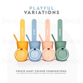 Neon Kactus Straw Cups | 4 Pack Tumbler with Straw and Lid | Spill Proof Kids Cups | Lightweight & Reusable Smoothie Cups | Colourful Cups | Safe Childrens Cups | BPA Free Cups