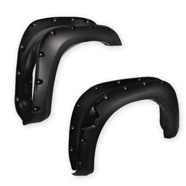 G-PLUS Pocket Riveted Fender Flares, Compatible with Nissan Titan 2004-2015 W/o Bedside Lockbox, Front & Rear Wheel Cover Protector Vent Trim Smooth