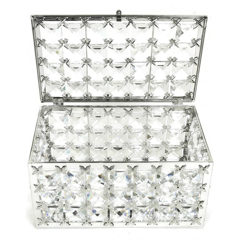 VI N VI Silver Crystal Jewelry Box with Glass Interior