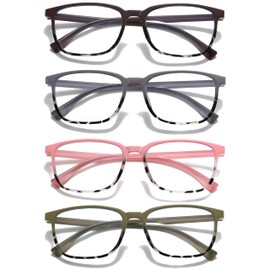 KLYNO-KLYNO Reading Glasses for Women 4 Pairs Stylish Blue Light Blocking Readers Anti Eyestrain Ladies Readers Cheaters+2.5