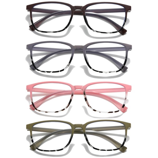 KLYNO-KLYNO Reading Glasses for Women 4 Pairs Stylish Blue Light