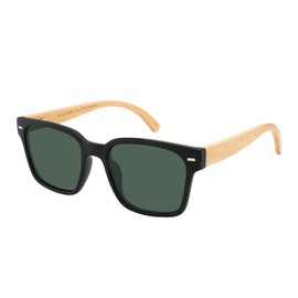 EDGEIWEAR Bamboo Wood Sunglasses Horn Rimmed Polarized Flat Lens Sunglasses with Spring Hinge For Men & Women