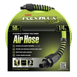 Flexzilla Pro Air Hose, 1/4 in. x 50 ft., Heavy Duty, Lightweight, Hybrid, ZillaGreen - HFZP1450YW2