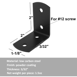 10 Pcs 2'' x 2'' L Bracket, Black Corner Bracket for Wood Furniture