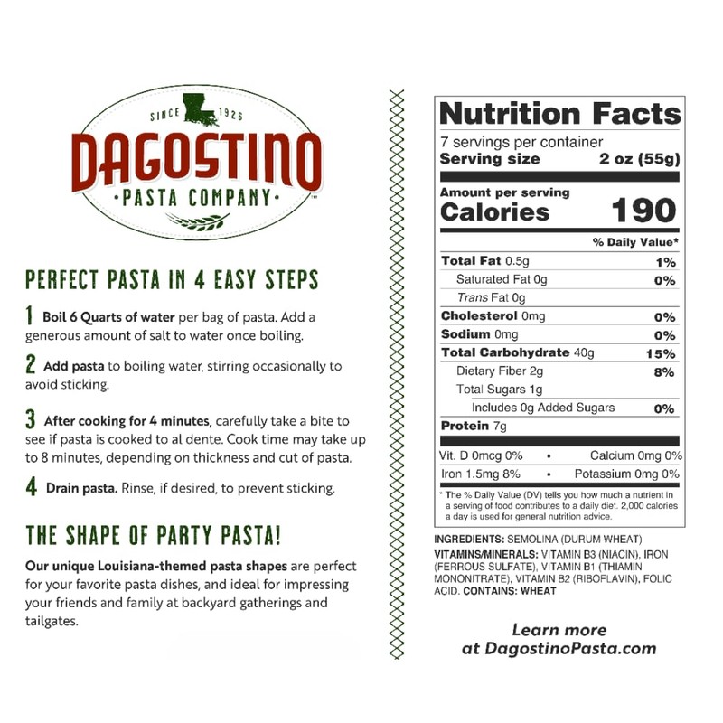 Dagostino Handmade Pasta Alligator Cut Pasta, 1 Pound (Pack of