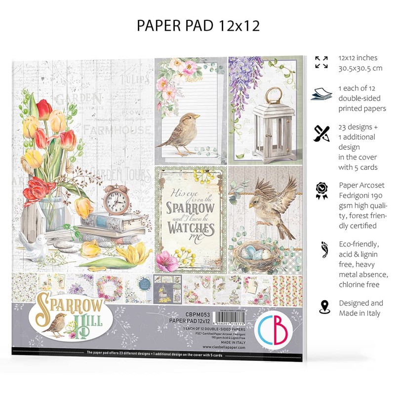 Ciao Bella Sparrow Hill Decorative Paper Pad 12 x 12