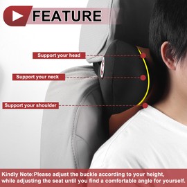 HEROFFIX Auto Kopfstützenkissen Ergonomisches Bequemes Nackenkissen Nackenstützkissen Polyester, Memory Foam Verstellbare Breite Braun, Schwarz 1 Stück für Autofahren Reisen