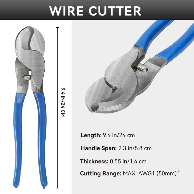 HKS Battery Cable Lug Crimping Tool 10-1 AWG with Cutter,