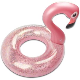 Inflatable Flamingo Swimming Ring, Glitter Pink Swimming Ring, Air Mattress Pool Floaties, Pool Inflatable Ring, Adults, Children for Pool Party Toy (Red-70)