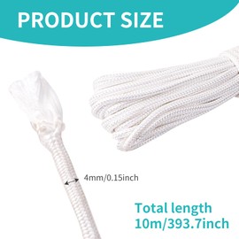 10M x 4mm Heavy Duty White Nylon Braided Wire - No Rust Picture Hanging Cord for Canvas Decor, Mirrors, Frames, Paintings & Parasols