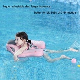 V Convey Cloth Add Tail Avoid Flip Over Non Inflatable Baby Float UPF 50+ Size Improved Newest Mambobaby Smart Swim Trainer Solid Infant Pool Float with Canopy Swim Ring