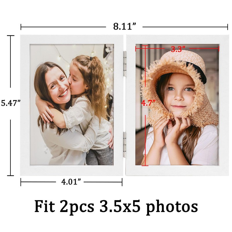 ORIVAN 3.5x5 Double Picture Frames Hinged Folding Photo Frames Vertical