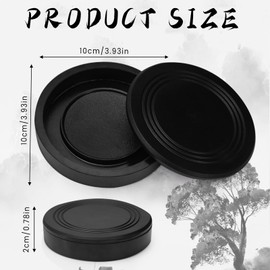 Bagentry 4 Inch Round Covered Chinese Calligraphy Ink Stone, Traditional Sumi Calligraphy Ink Well with Lid, Professional Painting Drawing Calligraphy Inkwell Tray Dish for Practice (1)