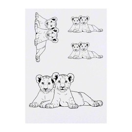 4 x 'Lion Cubs' Temporary Tattoos - Water Resistant, Skin-Safe, Non-Toxic Transfers, Mixed Sizes (TO00041003)