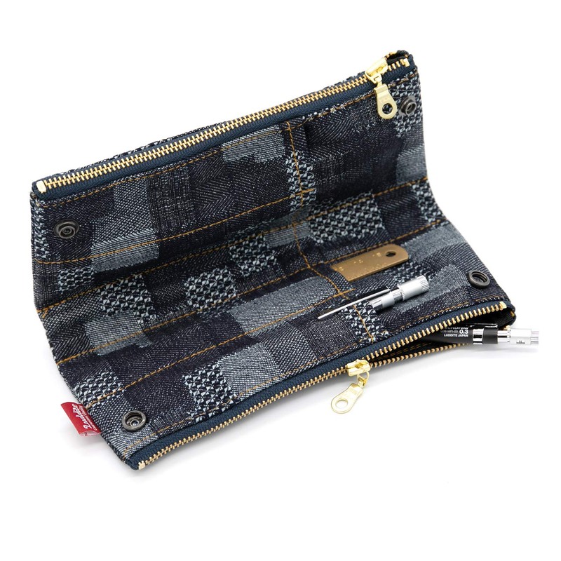 Luddite LDD-BNPN-101 Bendi Pen Case, Denim Patchwork