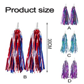 1Pair Kids Bicycle Tassel Ribbon Streamers,Colorful Pom-pom Pair for Scooter & Bike Handlebars, Sparkle Grips Accessory Set (D)
