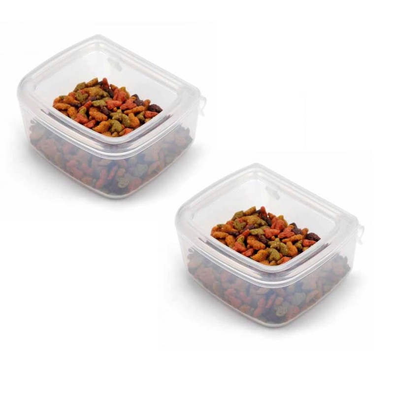 DryFur Pet Carrier Food Water Dish - Clear- Spill Resistant