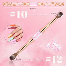 Pincel Para Uñas de Acrílico 100% Puro Kolinsky Doble Punta Pinceles Ovalados para Uñas con Mango de Metal Rosa para la Aplicación de Polvos Acrílicos Tamaño 8 y Tamaño 10