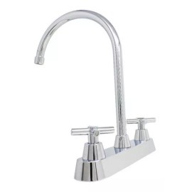 Urrea Mezcladora Fregadero 8'' Cocina Manerales Cruceta Urrea 318MC Acabado Brillante Color Plateado