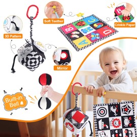 Joyfia Baby Toys 0-3 Months 4Pack, Black and White High Contrast Newborn Toys, Sensory Soft Book for Early Education, Infant Tummy Time Montessori Toys for 3 6 9 Months Girls Boys Developmental Gifts