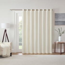 Eclipse Extra Wide Grommet Curtain, Kendall Sliding Patio Door Curtain Panel, Solid Textured Thermal Insulated and Noise Reducing Curtains, (1 Panel), 84 in Long x 100 in Wide, Ivory