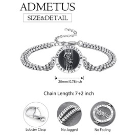 Saint Sebastian Bracelet for Men 925 Sterling Silver St Sebastian Medal Bracelet Protection Jewelry Religious Gifts